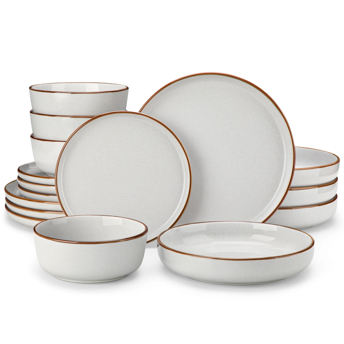 vancasso LOIRE 16/32 Piece Grey Ceramic Dinnerware Set Oven Safe Stoneware Set with 4 PCS Dinner Plate/Dessert Plate/Soup/ Bowl