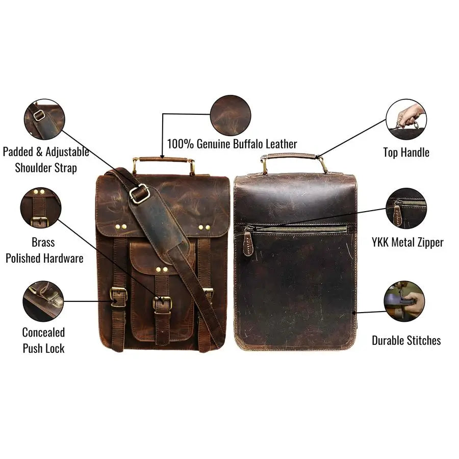 Leather Messenger Bag Vintage Laptop Crossbody Bag Satchel Man Purse Shoulder Bag for man woman office bag