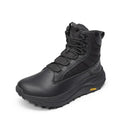 NORTIV Men's Wide Toe Box Work Military Tactical Boots Barefoot Hiking Low Drop Leather Side Zipper Motorcycle Combat Boots Pik