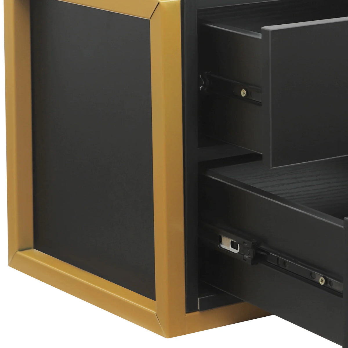 Barber Tool Storage Cabinet, Salon Wall Cabinet Wall Mounted, 2 Drawers Hair Salon Organizer Gold Black, High Capacity 110lbs
