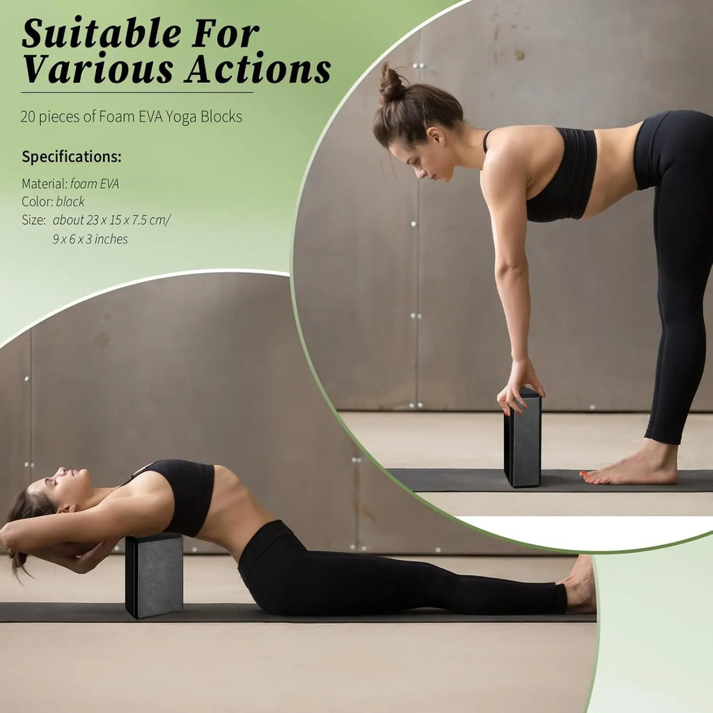 High Density EVA Foam Yoga Blocks for Yoga, Pilates and Meditation - Black, Lightweight and Non Slip