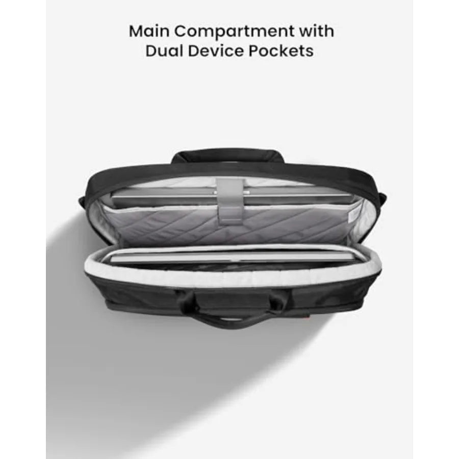 16-inch Dual Compartment Laptop Briefcase for 2 Laptops Business Protective Laptop Messenger Shoulder Bag for a Laptop+ a Porta