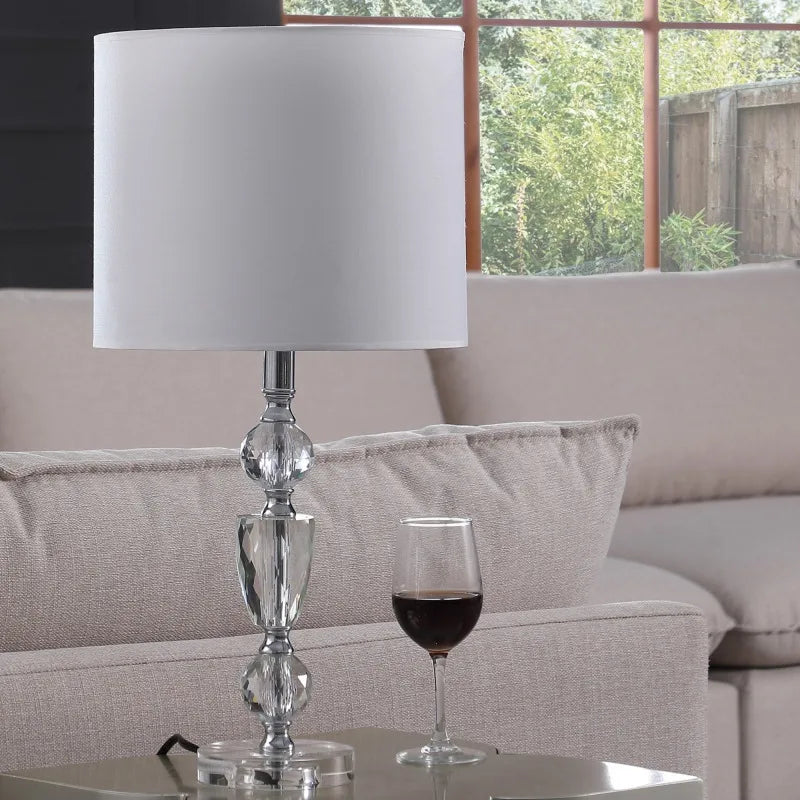 23.5" Modern Table Lamp  Cale Cut Crystal Build Luxurious Look Bedroom Living Room Elevates Home Ambiance
