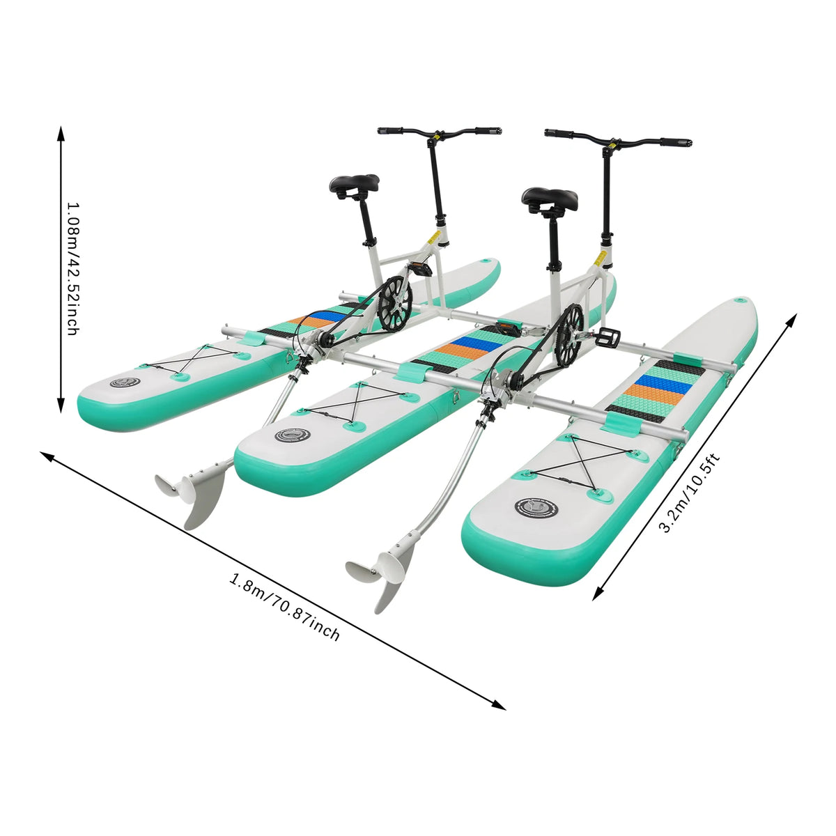 Pedal Water Bike, Inflatable Pedal Boat for Two with Aluminum Frame, Human Powered, 180kg Load, for Water Park Fishing Rental