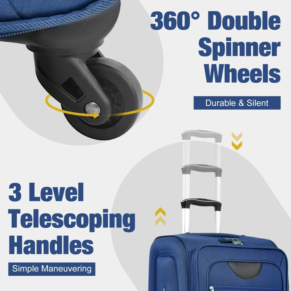 Softside Softshell 3pcs Expandable Luggage Set 22/26/30 Inch Duffel Bag Upright Spinner Wheels Lightweight Travel Luggage