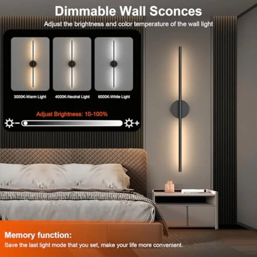 Battery Operated Wall Sconces Set of Two Rechargeable Wall Lights with Remote Control Dimmable 3000K-6000K LED Wall Lamp 360°Ro