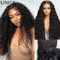 Unice Hair Drawstring Cap 7x5 & 13x4 Water Wave Human Hair Wig With Baby Hair Pre Cut Pre Bleached Pre Plucked Glueless Wigs