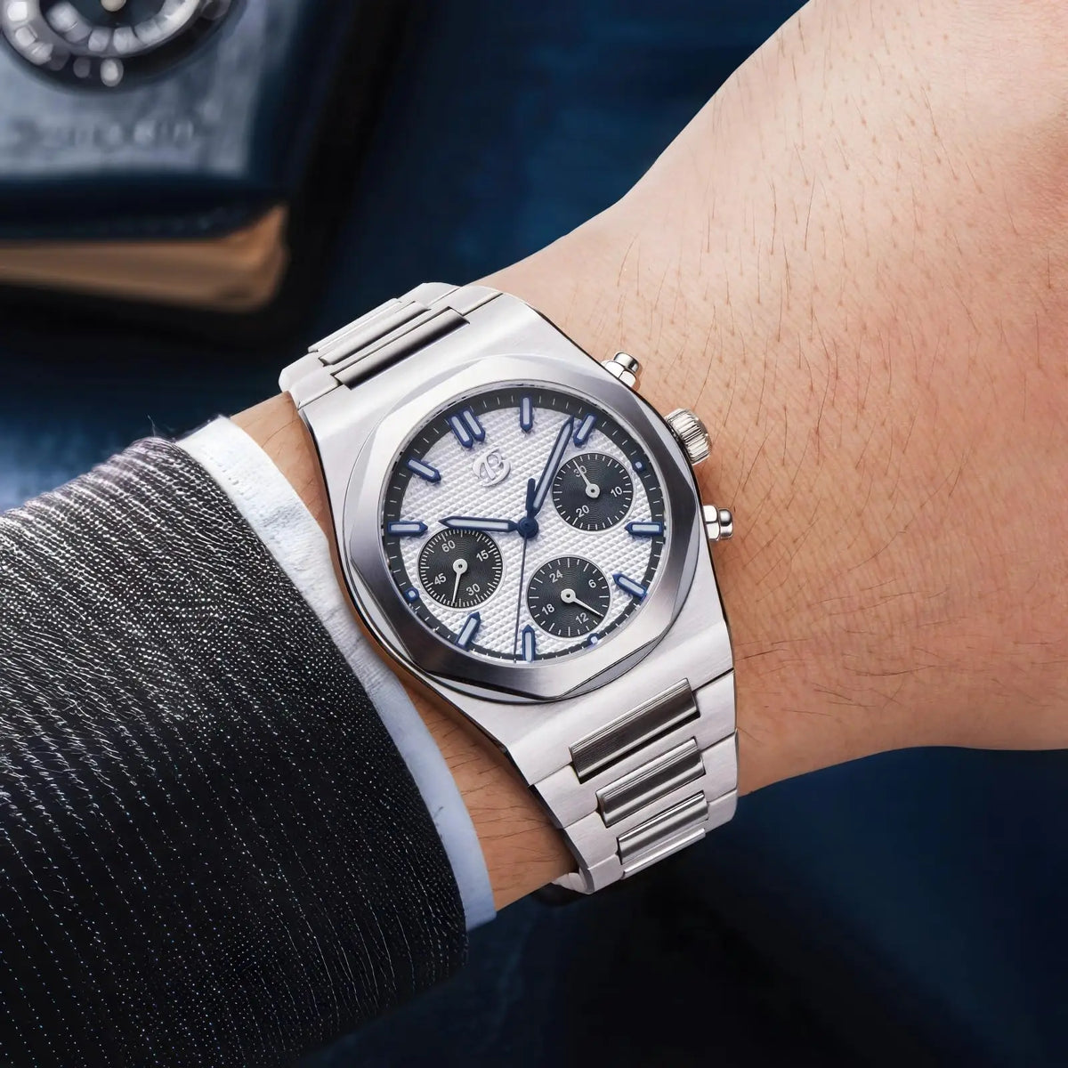 BETTIMER B8002 Men's Mechanical Chronograph Watch ST1903 Movement 38.5mm 316L Stainless Steel Sapphire Luminous Watches for Men