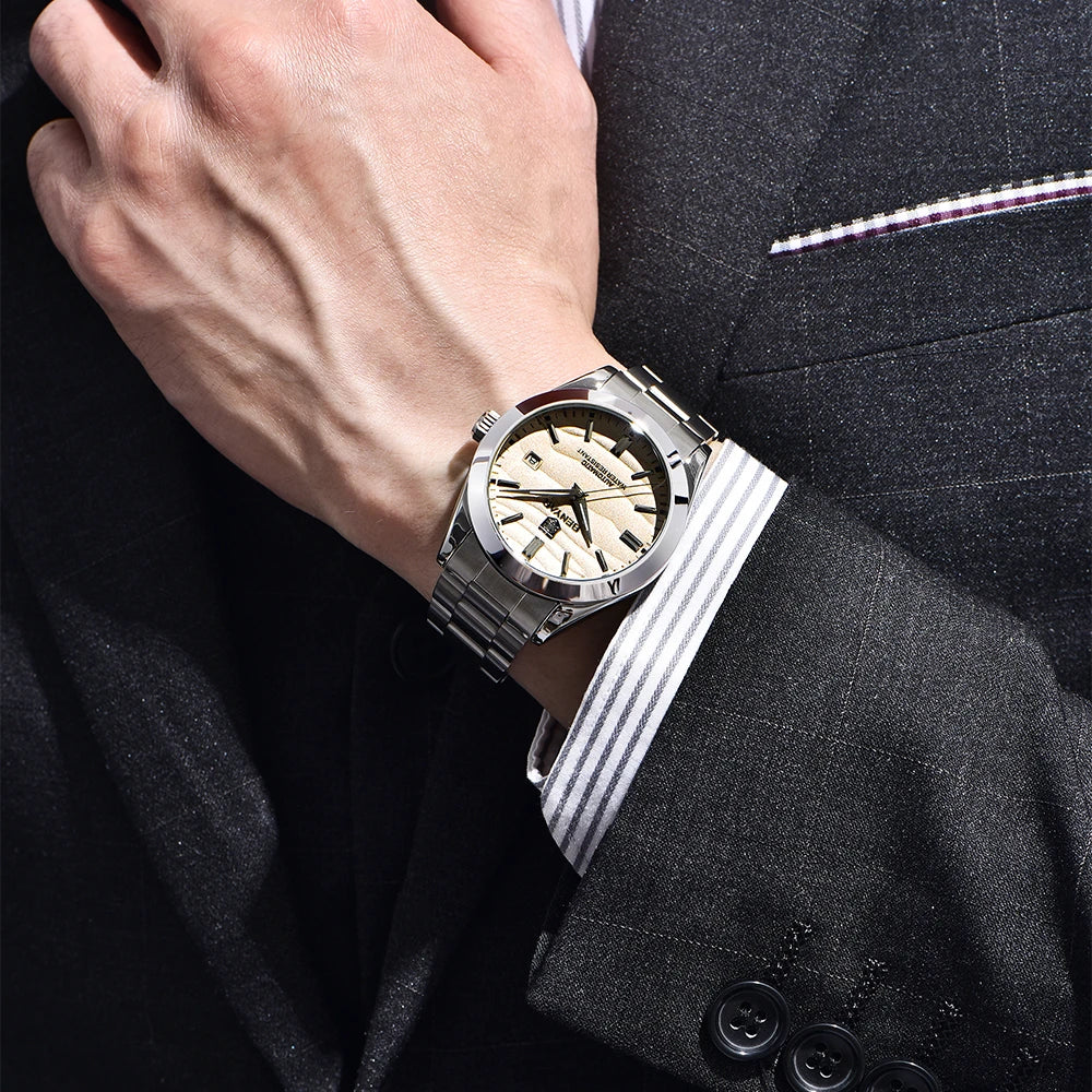 Benyar Men's Luxury Sand Particle Mechanical Watch 40mm Particle Size 316L Stainless Steel 5Bar Waterproof Automatic Watch