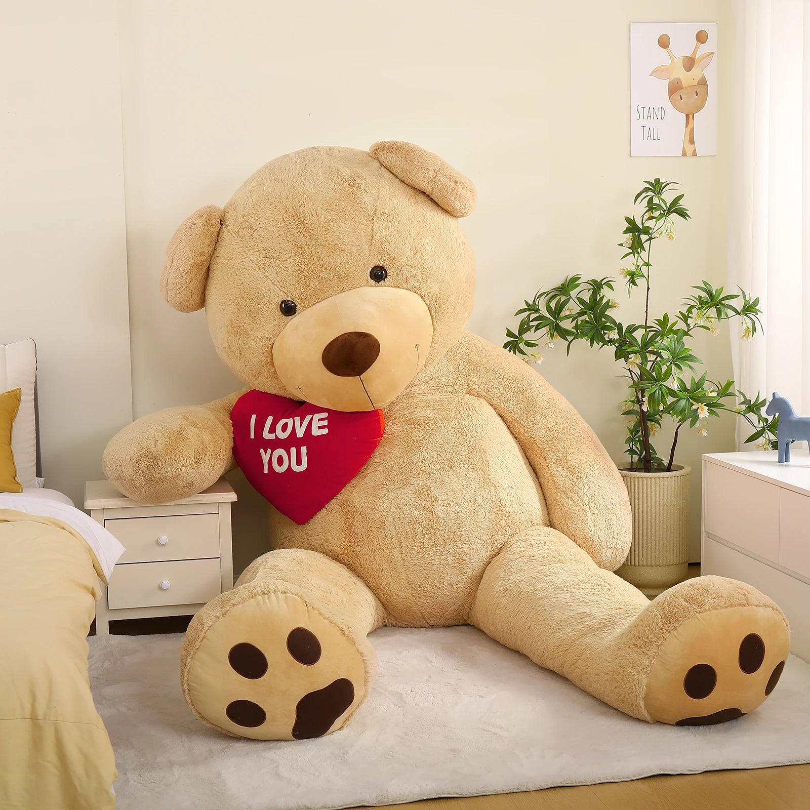 310cm / 10ft Huge Apricot Plush Bear Holding Heart - Massive Gift & Decor for Girlfriend,Boyfriend，Cuddly Gift for Kids Birthday