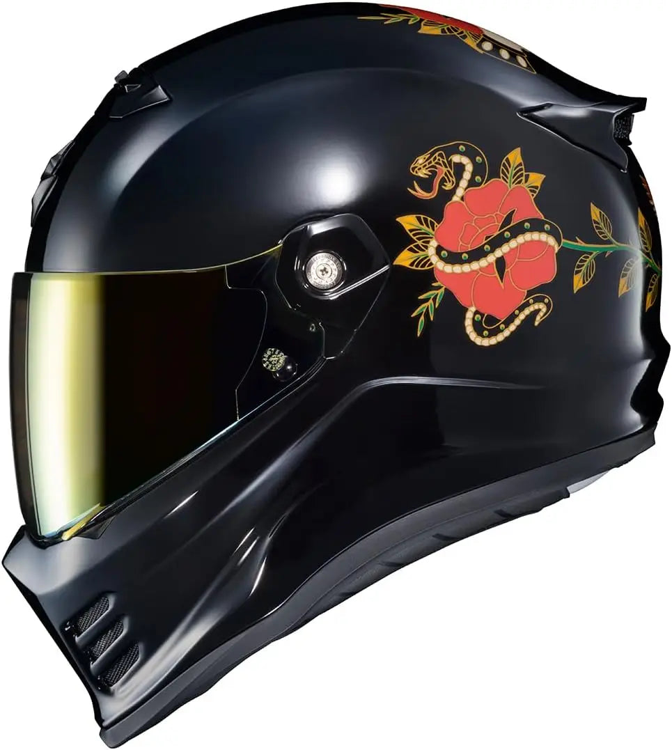 Covert FX Full Face Adult Motorcycle Helmet Street Fighter Style-Bluetooth Ready Speaker Pockets DOT ECE The Litas (Gloss Black-