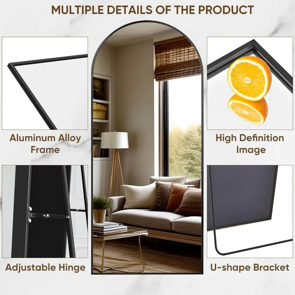 71 x 32 Arched Full-Length Mirror with Stand - Freestanding/Leaning/Wall-Mounted, Ideal for Bedroom, Living Room, Entryway, Dini