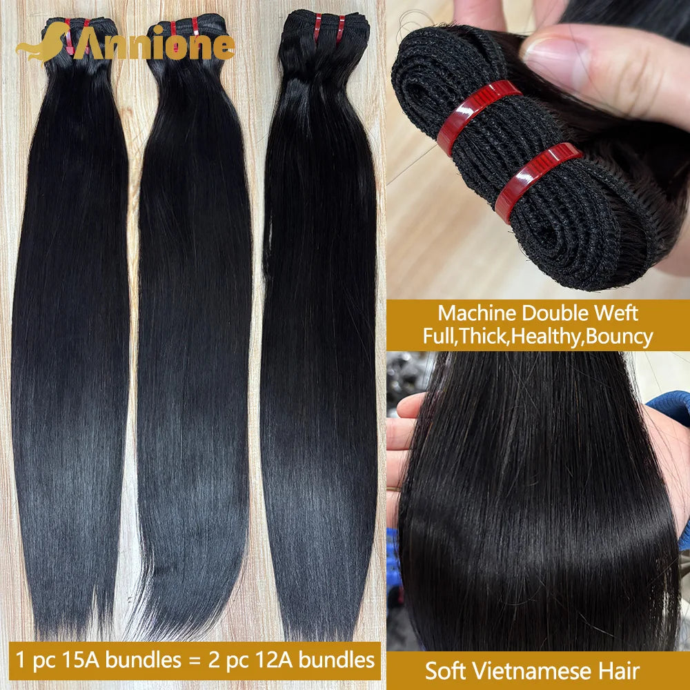 Raw Hair Bundles 100% Human Hair 15A Double Drawn Vietnamese Raw Hair Straight Human Hair Bundles Unprocessed Virgin Hair Bundle