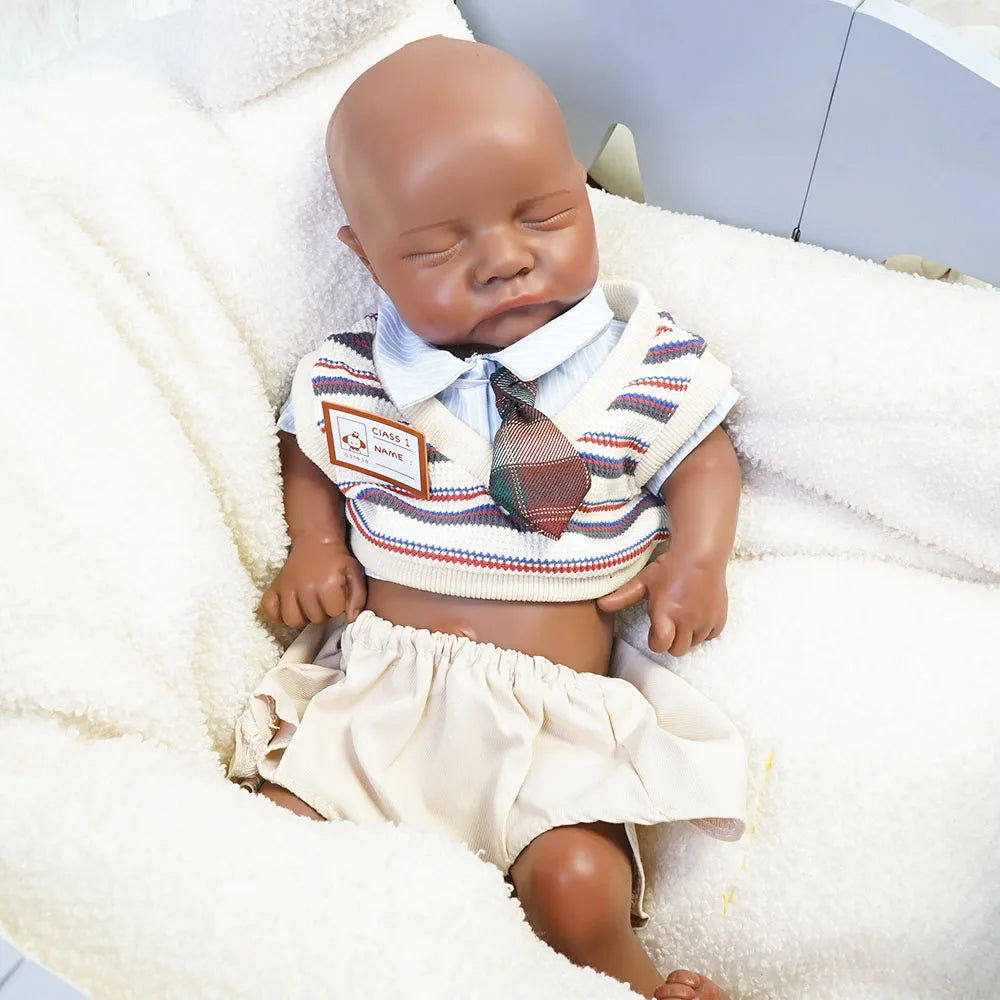 Artificial Soft Full Body Platinum Silicone Painted Reborn Doll Girl Handmade 18.31inch Solid Newborn Fake Boy For Kid Gift