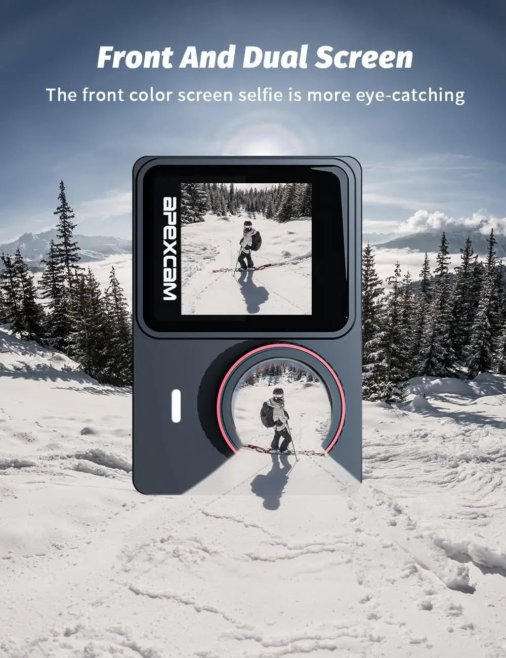 Dual Screen Action Cam 4K60FPS 8X Zoom EIS 48MP WiFi Sports Camera 40m Waterproof 2.4G Remote 64GB Card