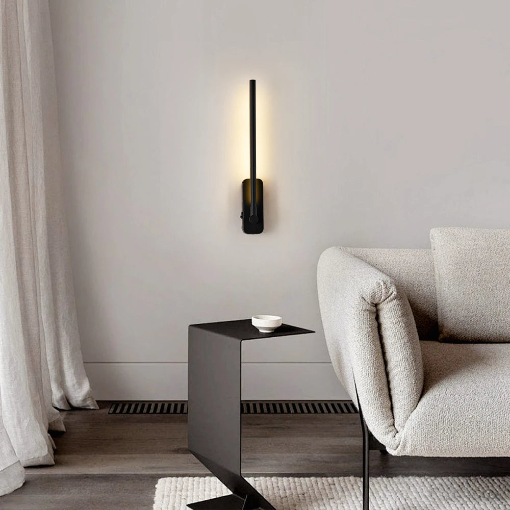 USB Rechargeable Black Wall Light 360° Rotatable Remote Dimmable Color-changing Ambient Light for Living Room Bedroom Decor