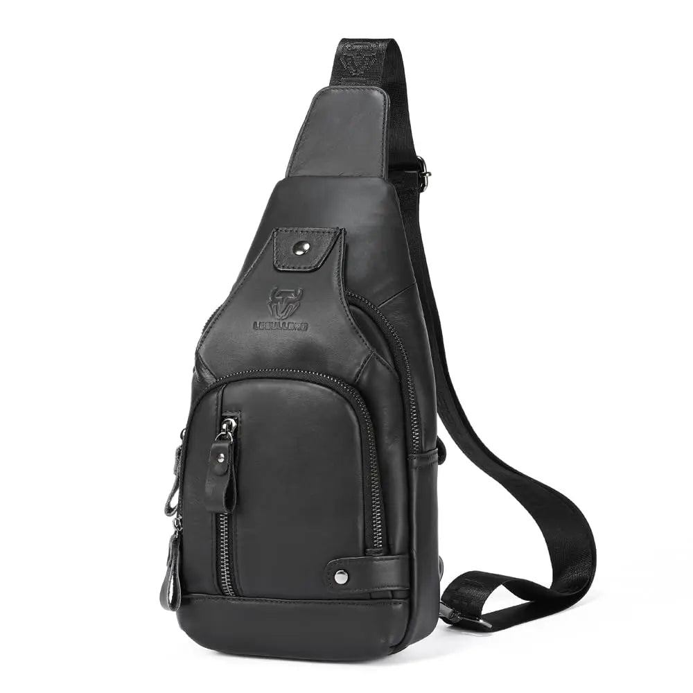 Sling Bag for Men Genuine Leather Chest Bag Crossbody Backpack Travel Hiking Outdoor Sports