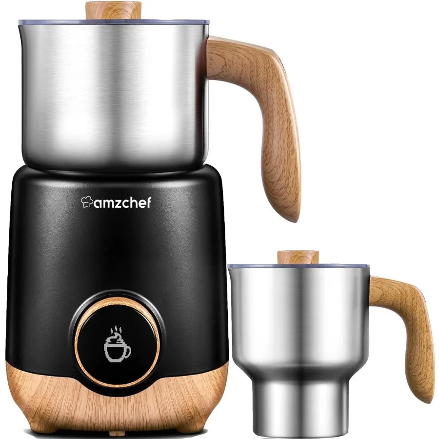 8-in-1 IH Induction Heating Milk Frother with 2 Cups 21oz 13.5oz Automatic Cold Foam Heated Milk Maker for Latte Cappuccino Hot