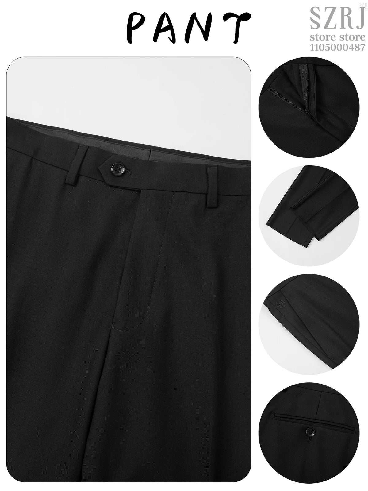 Men's 3 - Piece Suit Set, Featuring Decorative Lapel Design, Includes Jacket, Vest & Pants, Ideal for Formal Occasions，Wedding