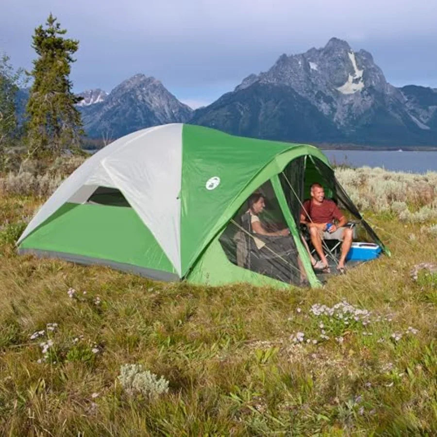 Evanston Tent with Screen Room 8 Person Weatherproof Tent Sets Up in 15 Mins Included Rainfly & Carry Bag Made of PFAS-Free Mate
