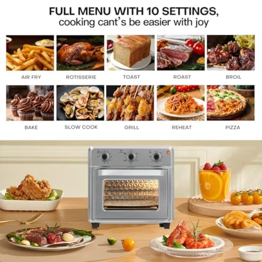 Compact 1400W 21QT Stainless Steel Airfryer Toaster Oven with 6-in-1 Multifunctions Wide Temperature Range 60-Minute Timer/Auto