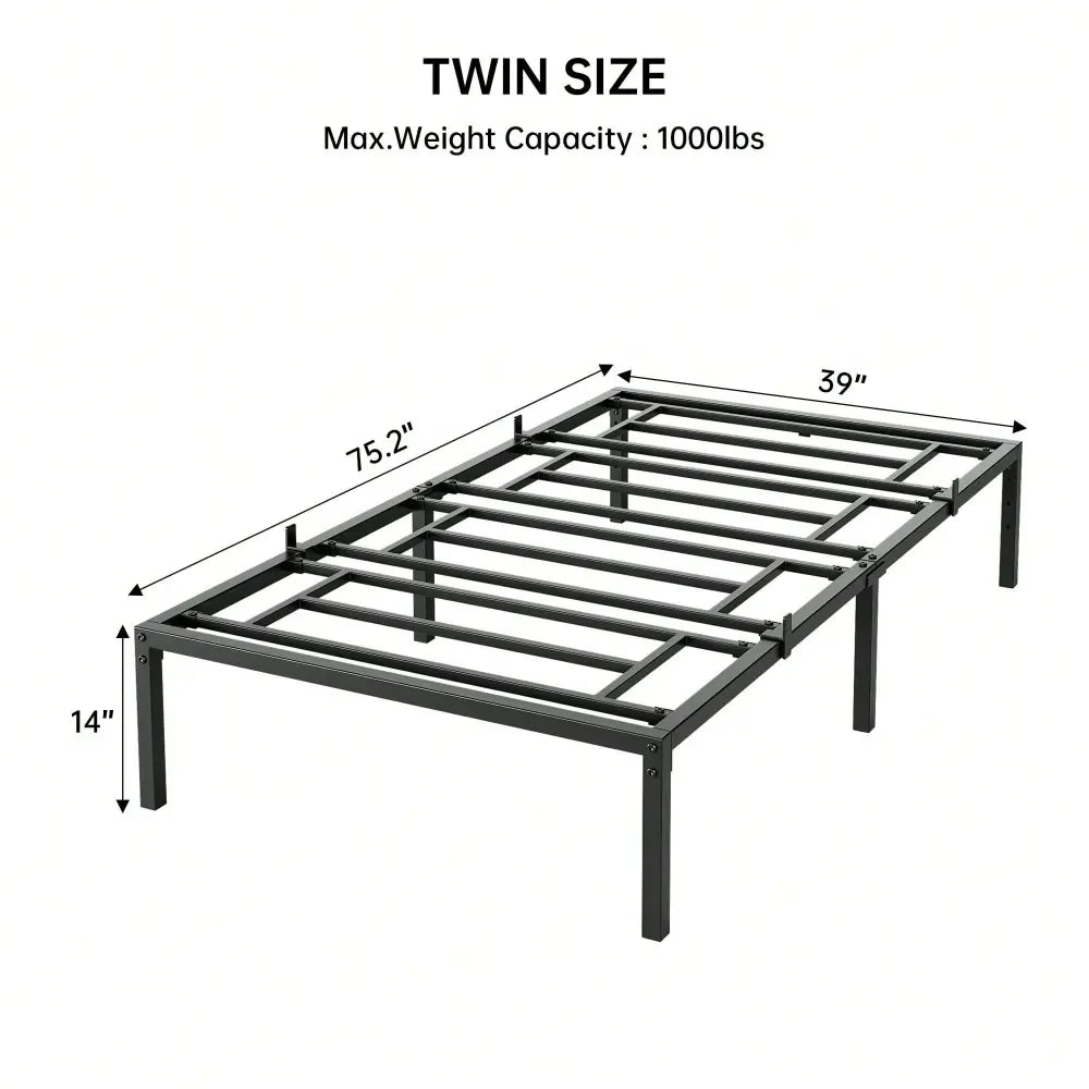 14 Inch Twin Size Bed Frames Heavy Duty Metal Platform Bed Frame Twin Size For Bedroom,No Box Spring Needed,Easy Assembly,Noise