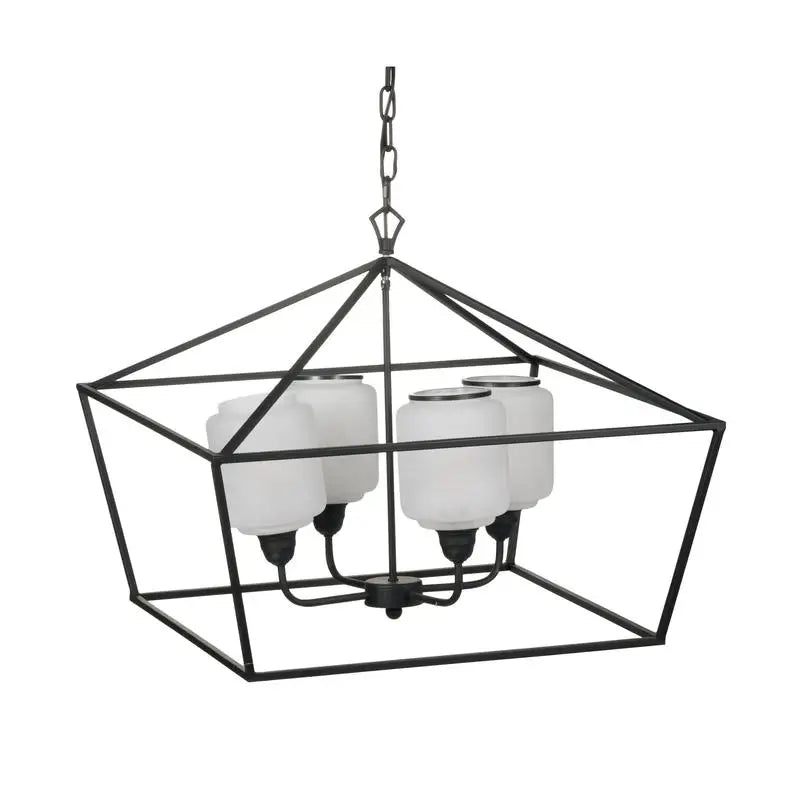 26"x26"x21.9" Iron Chandelier, Sleek Industrial Hanging Light for Kitchen, Dining Room, Foyer, Bulb Not Included, Contemporary