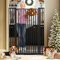 55" Adjustable Pet Gate for Cats and Dogs, Pressure Mounted Tall Gate for Doorways, Hallway, Stairs in Black
