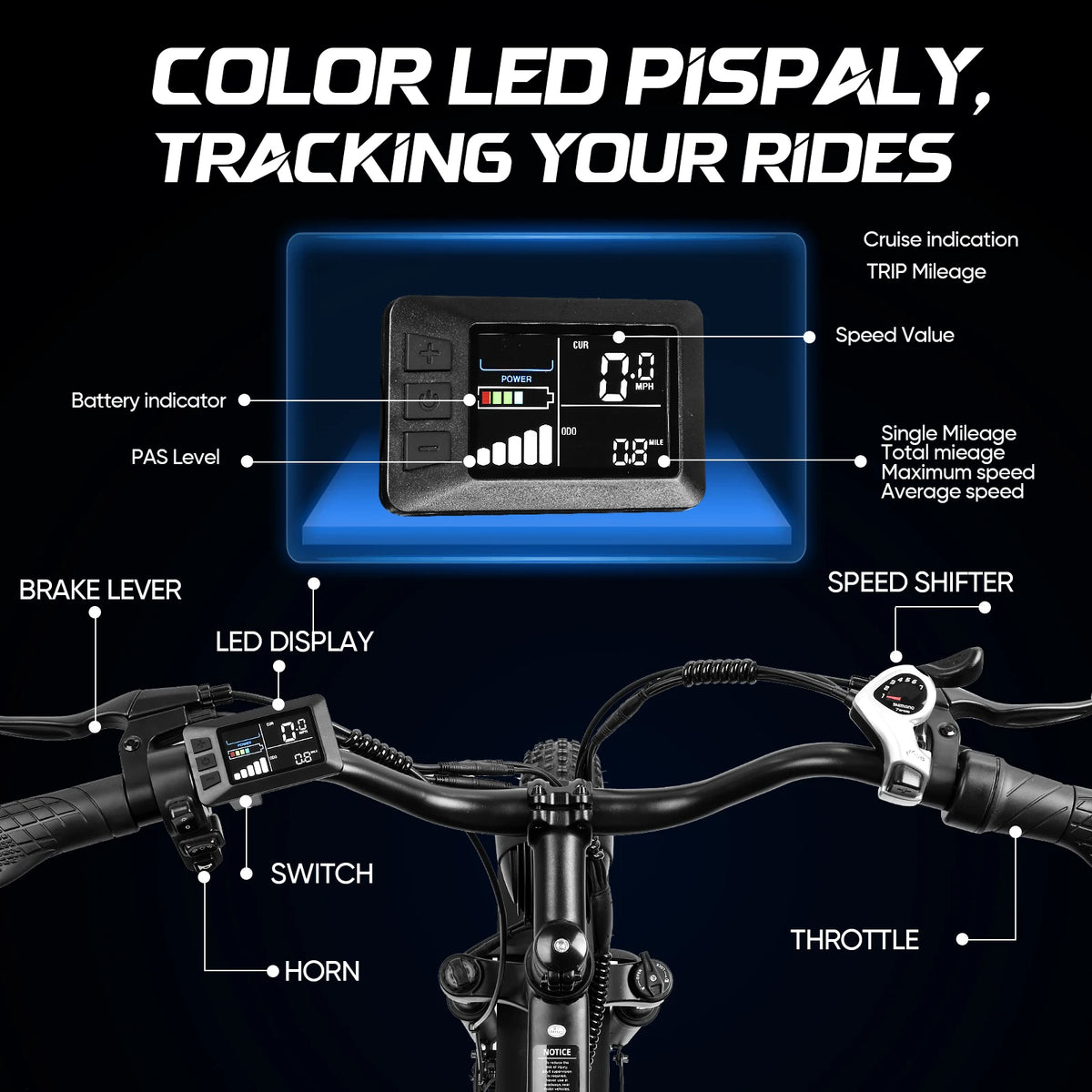 Keemigo 1000W Powerful Motor Electric Bike 20*4'' Off Road Fat Tire 48V15.6Ah Battery 330lbs Max Load 31MPH Max Speed For Adult