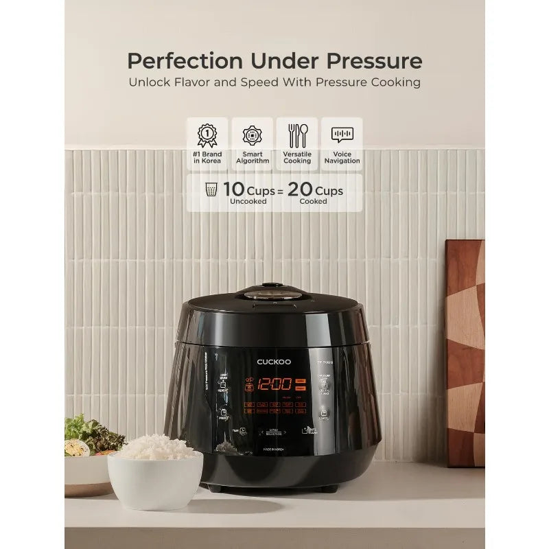 CUCKOO High Pressure Rice Cooker 10-Cup Uncooked / 20-Cup Cooked with Nonstick Inner Pot, Large Rice Maker with 13 Menu Options