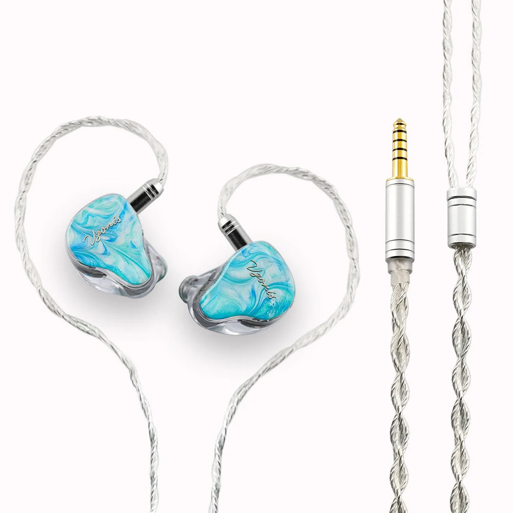 Vzonis VP07 Resin HiFi earphones in ear 7 Drivers unit IEM Earbuds high-resolution monitoring fever music Headset Fashion blue