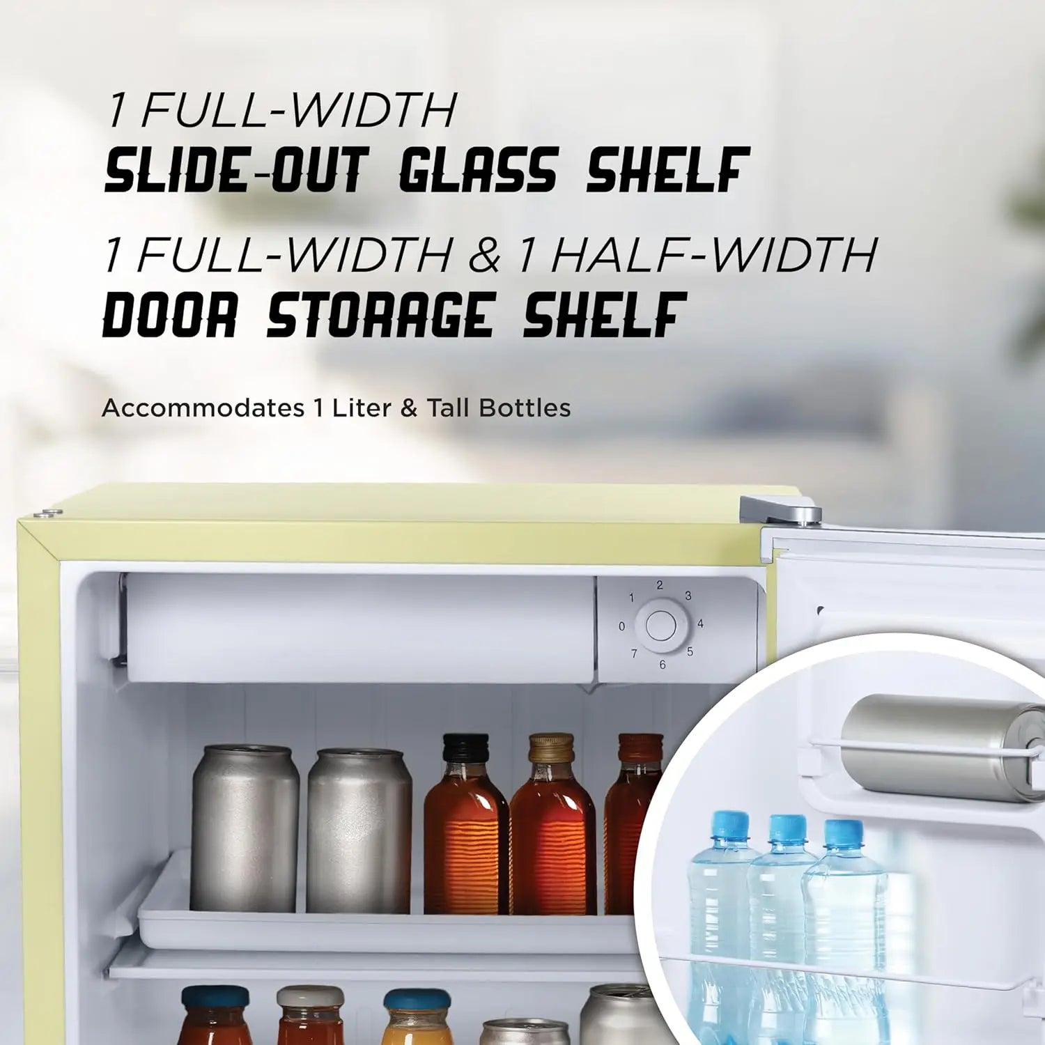 1.7 Cu. Ft. Compact Refrigerator, ENERGY STAR Certified Mini Fridge with Chiller Compartment, Sun Yellow