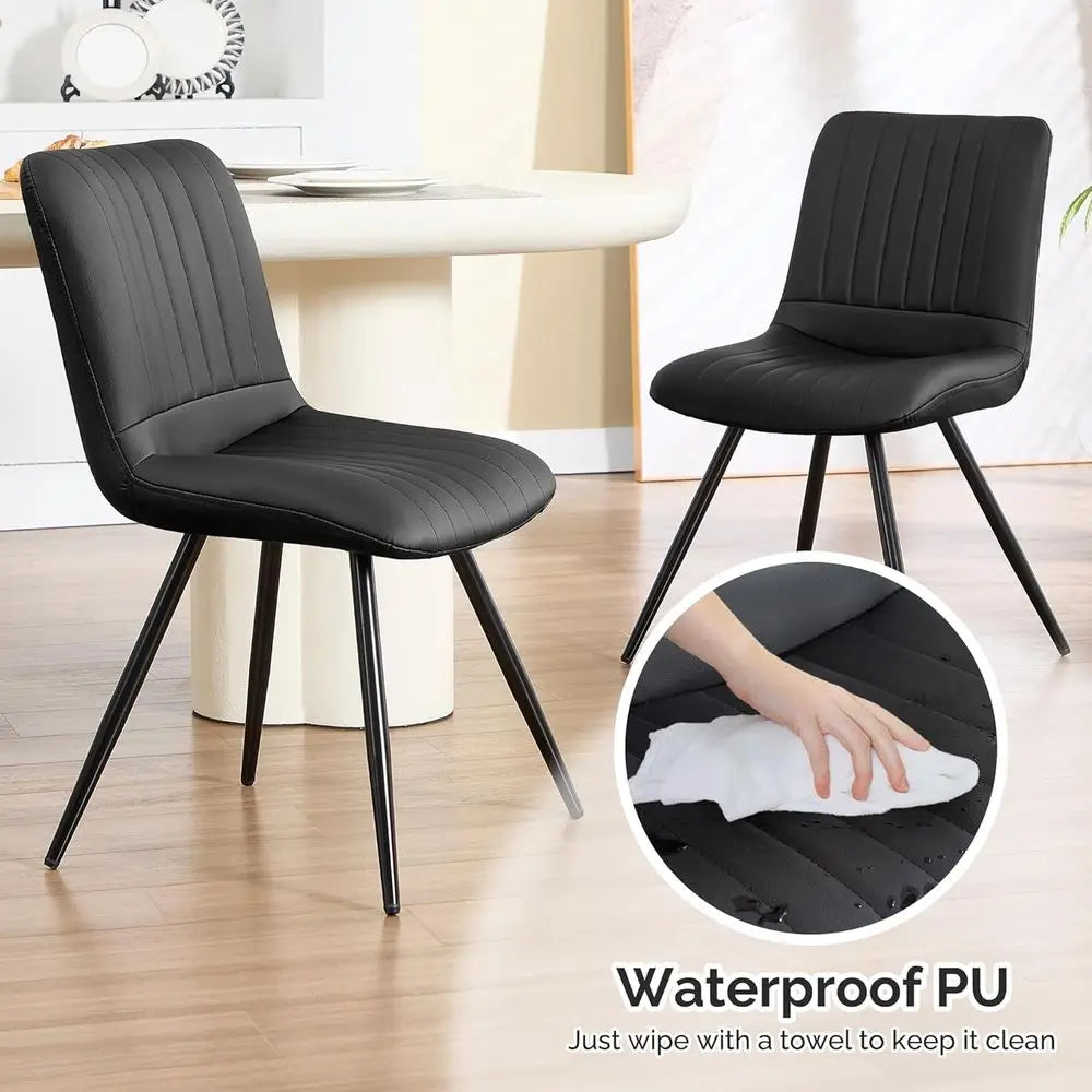 Set of 4 Upholstered Dining Chairs with Cushions, Metal Legs for Kitchen and Living Room