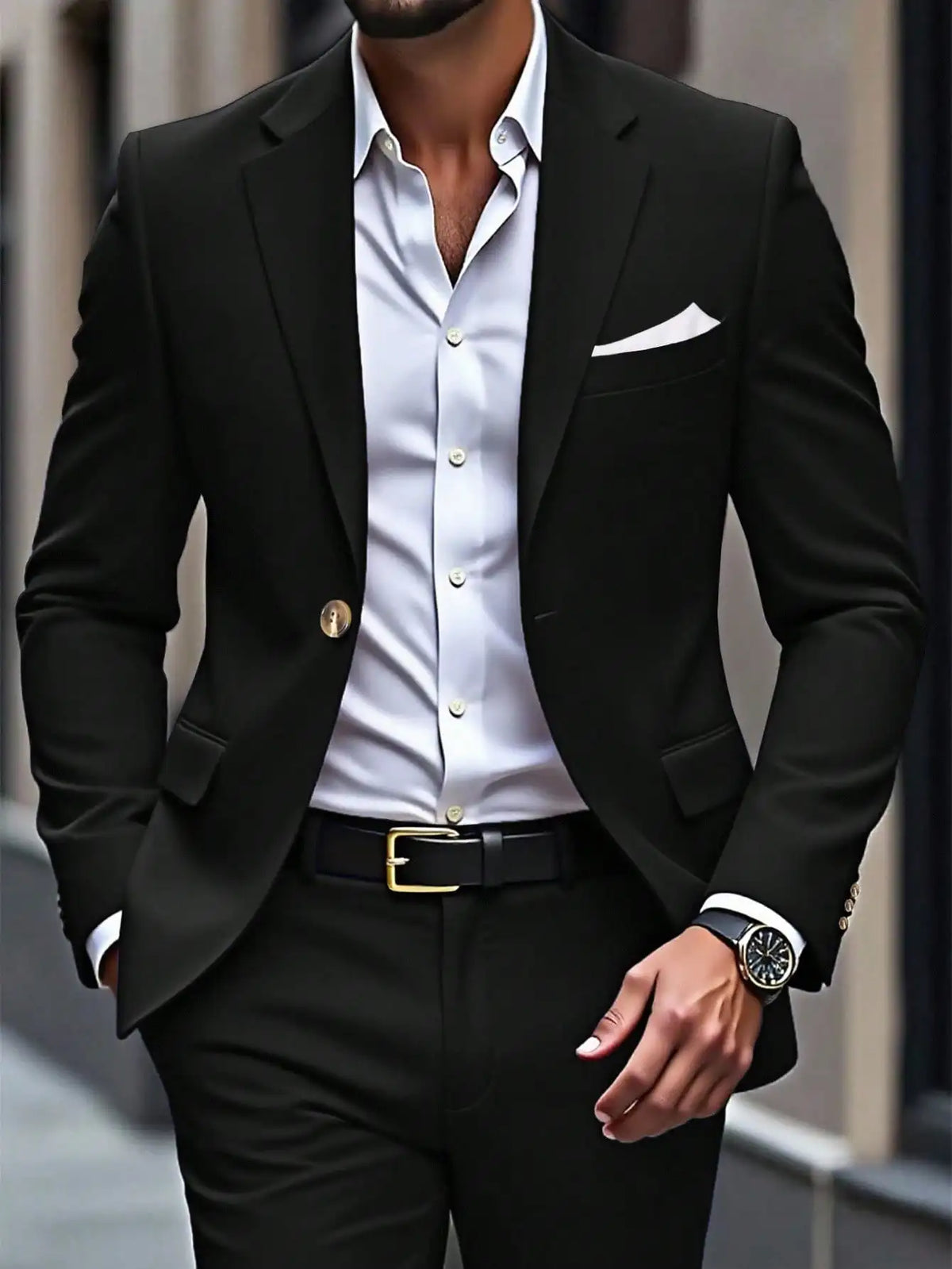 Men's Single Breasted Brown Suit Jacket And Pants Set