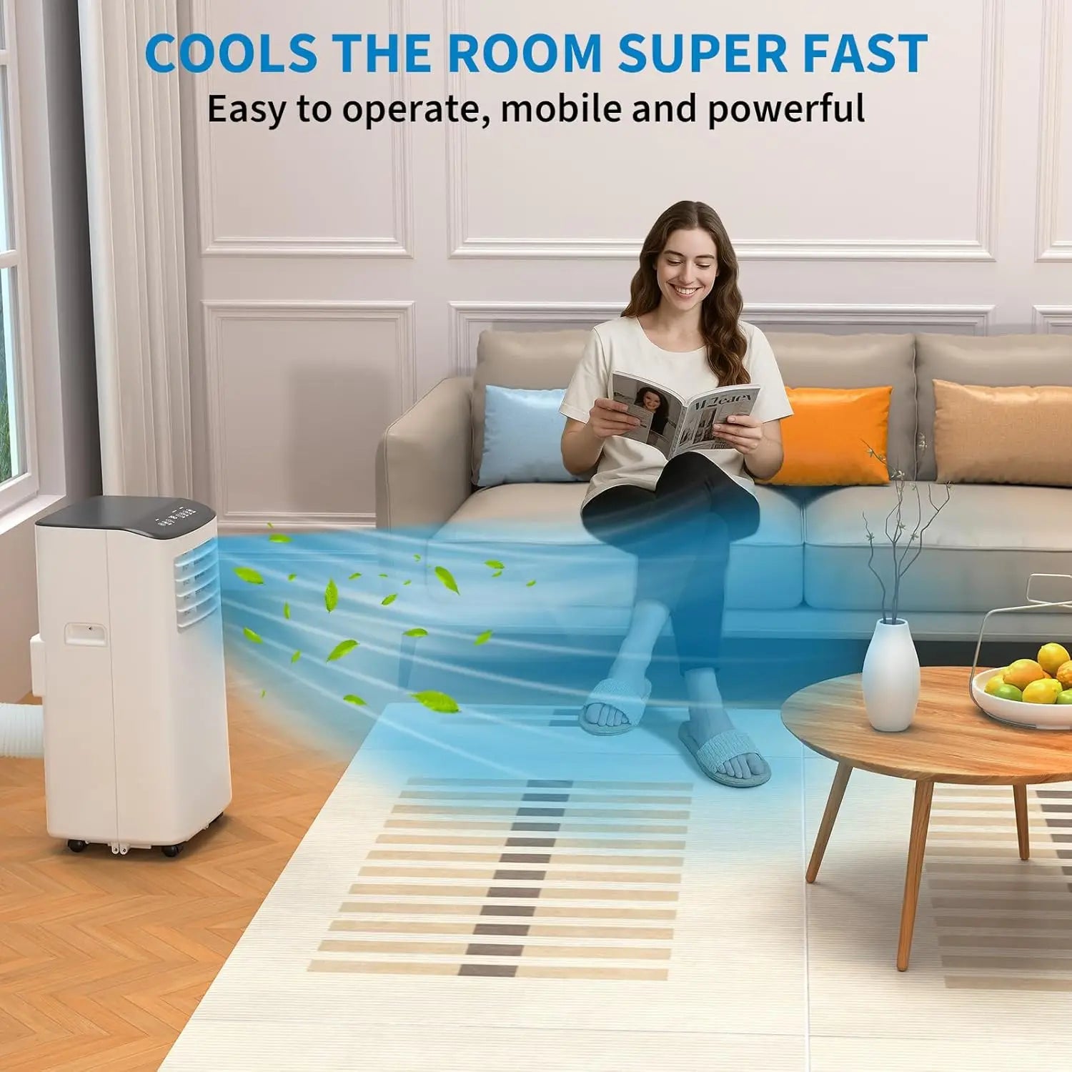 8,000 BTU Portable Air Conditioner, 3-in-1 Cooling,Dehumidifier & Fan,Quiet,Cools Rooms Up to 350 Sq.Ft with Remote,Sleep Mode