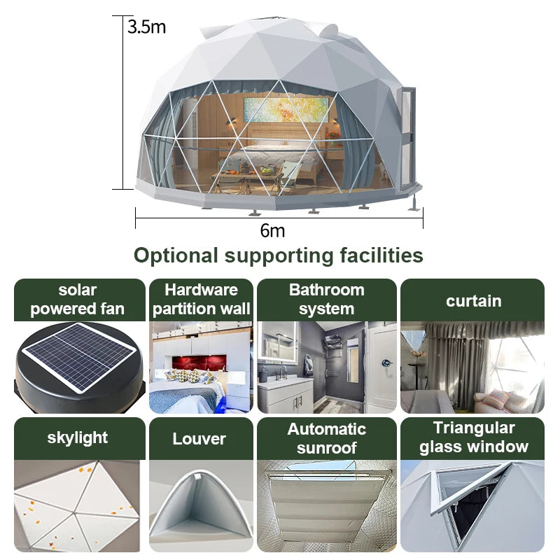 Luxury Pvc Geodesic Dome Hotel Glamping Tent House Desert Round Dome Tent Coody Starry Sky Dome Tent for Camping