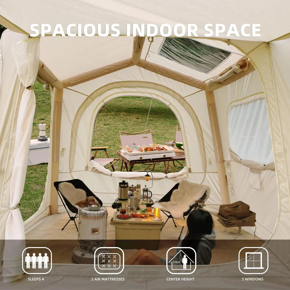 Inflatable SUV Camping Tent Easy Setup 4 Season Waterproof Oxford Glamping 4/6/8 Person