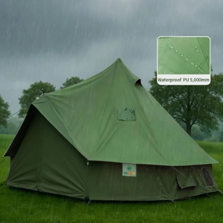 Bell Yurt Tent with Stove Jack Waterproof Luxury 4 Season Tent 420D Oxford Cloth Green Glamping Tents for Family Outdoor Campin