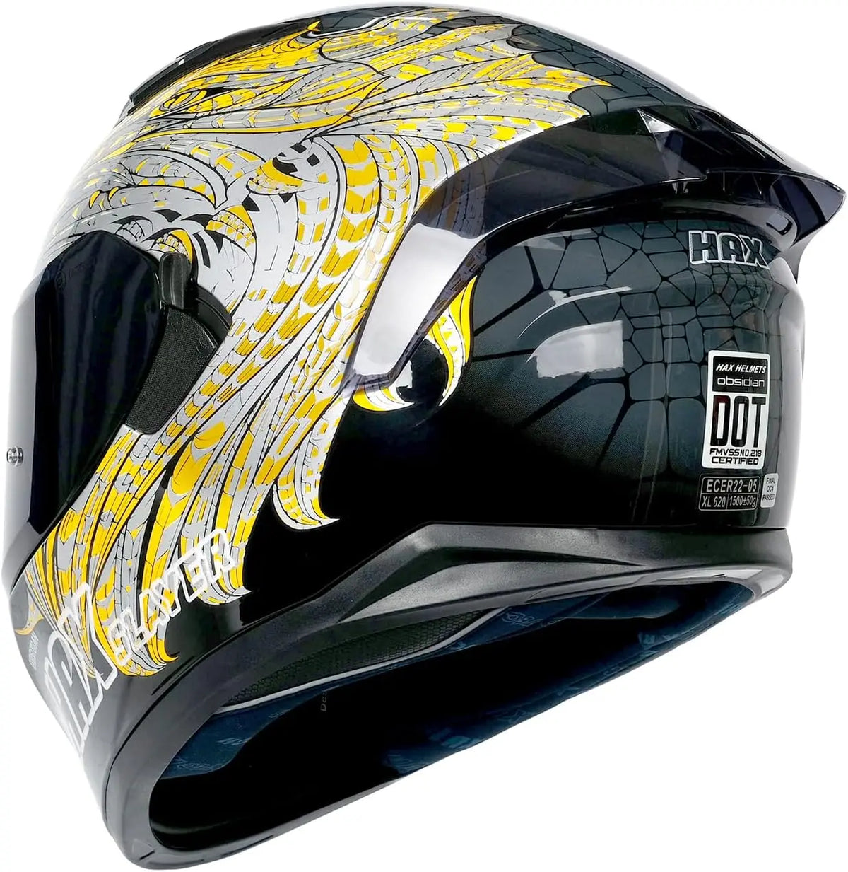 Obsidian Full Face Dual Visor Adult Motorcycle Helmet for Motorbike Street Bike with Pinlock Ready DOT Approved Slayer Gold M