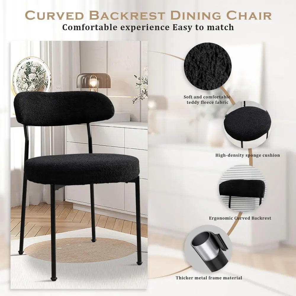 Table and Chair Set 31.5 Black Round Tableamp2 Boucle Upholstered Chairs for Kitchen Dining Room Small Space 3 Piece Dining Tabl