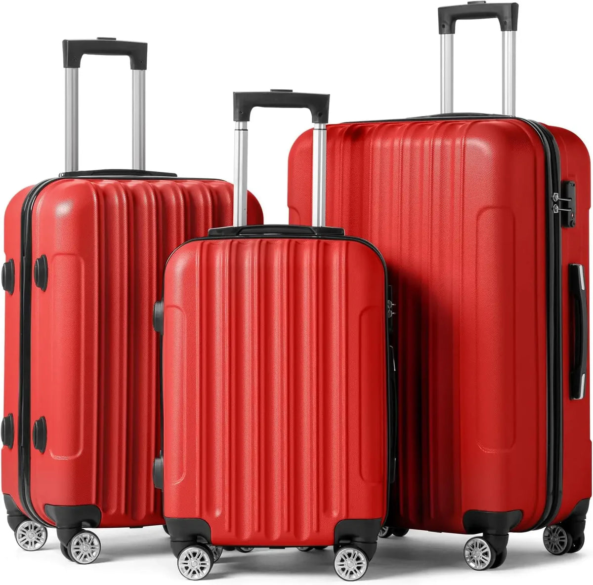 Set of 3 Hardside Carry on Suitcase Sets with Spinner Wheels & TSA lock, Portable Lightweight ABS Luggages for Travel, Business