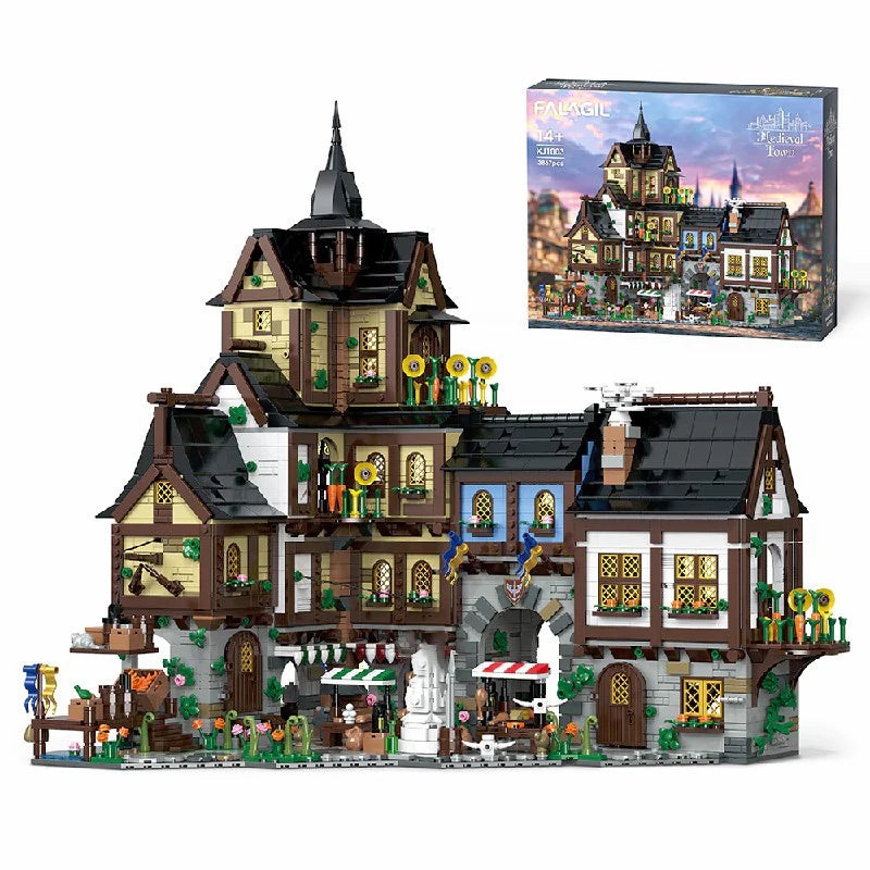 3867PCS Europe Towns Buildings Blocks Set for Adults,Medieval Village Model Collect Display Assembly Toys Gift Home Decortion