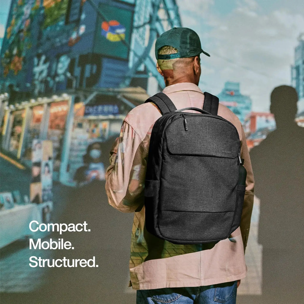 20L Everyday Laptop Backpack for Work and Travel with 16" Faux Fur Sleeve, Front Pocket, Water Bottle Pockets - Black