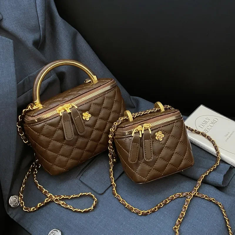 Designer Mini Shoulder Purse Lingerie Embroidery Line Small Square Female 2025 New Fashion Chain Crossbody Luxury Handbag Cosmet