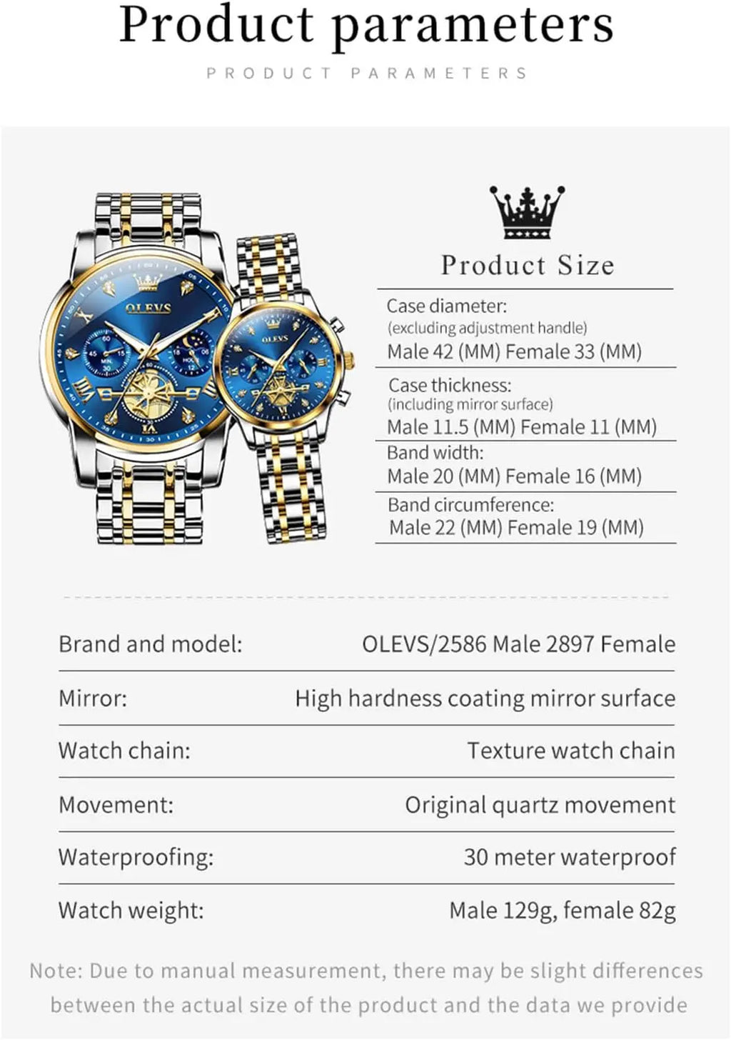 His and Her Matching Couple Watch Set with Diamond Accents, Romantic Valentine's Day Gift for Men and Women