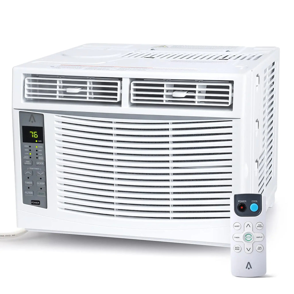 6000 BTU Window Air Conditioner,WiFi Smart AC Unit With Remote & App Control,Timer Function For Rooms Up to 350 Sq Ft, 115v/60Hz