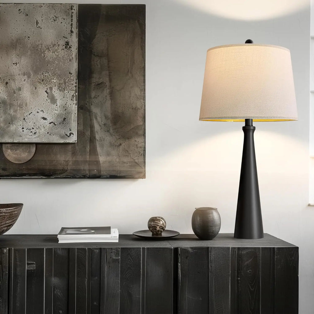 Set of 2 Modern Black Table Lamps with Dimmable Touch Control, USB Charging Port for Living Room Bedroom