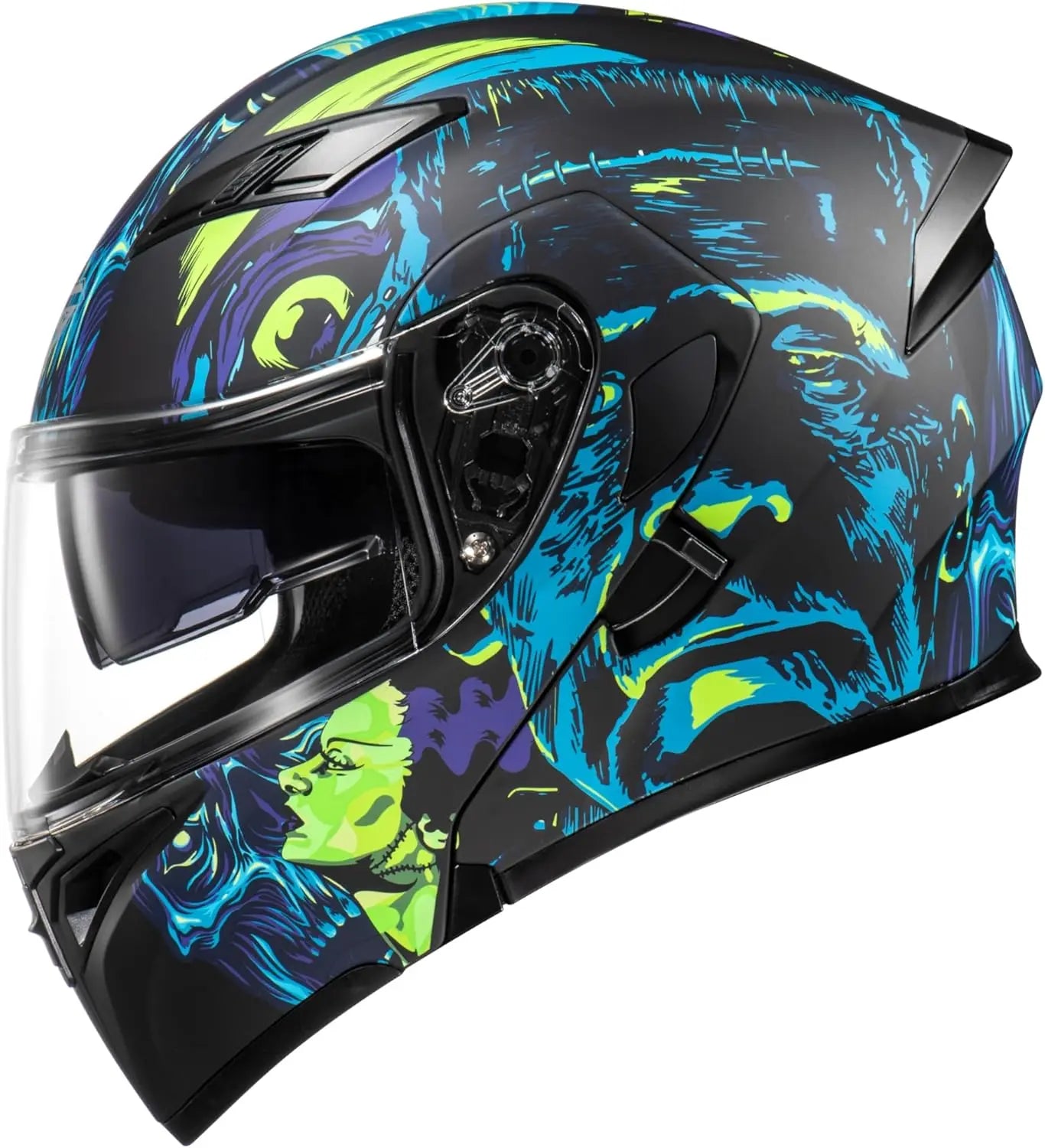 Motorcycle Dual Visor Flip up Modular Full Face Helmet with DOT Certification of Impressionism