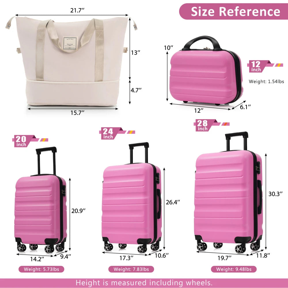 Hardshell Luggage Set Lightweight & Durable Suitcases with Dual Spinner Wheels, Carry-On & Check-In Sizes for Travel & Business
