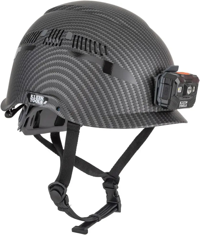 Premium Vented Safety Helmet with Rechargeable Lamp, Adjustable Vents and Chin Strap for Enhanced Comfort